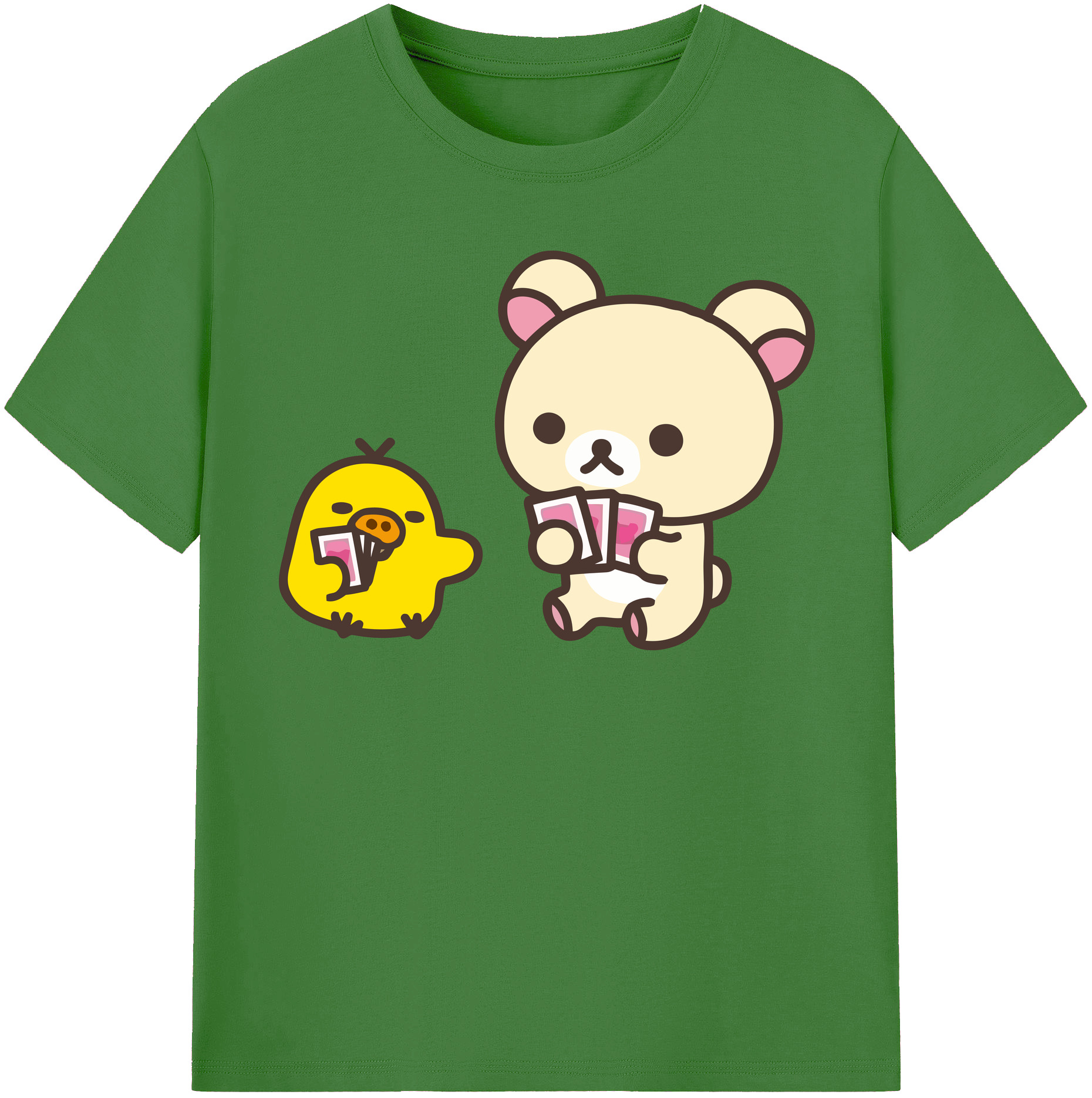 （画像用） リラックマ リラックマ キイロイトリ Rilakkuma Korilakkuma Kiiroitori レディースカジュアルプリントTシャツ（綿100％）